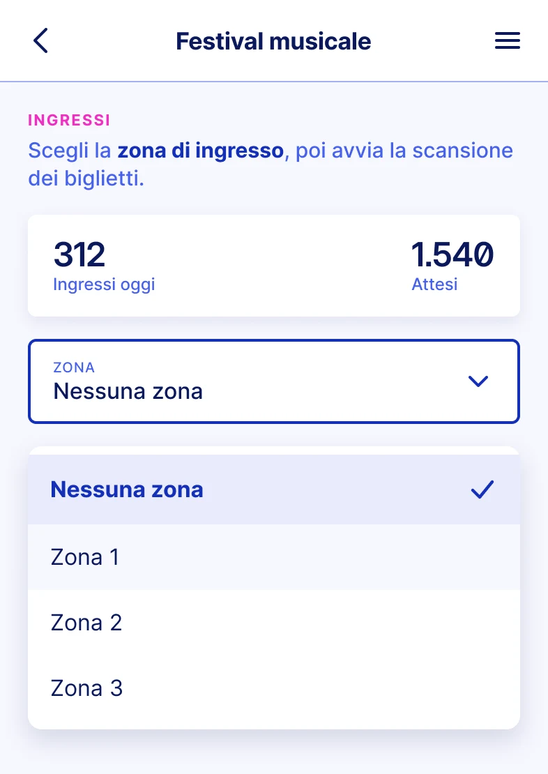 Configurazione del varco e scelta della zona di ingresso